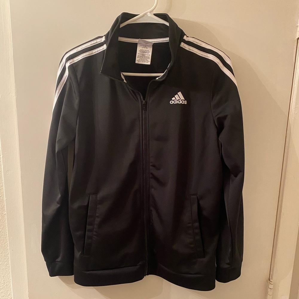 Adidas Boys Black and White Track Jacket - Picture 4 of 5